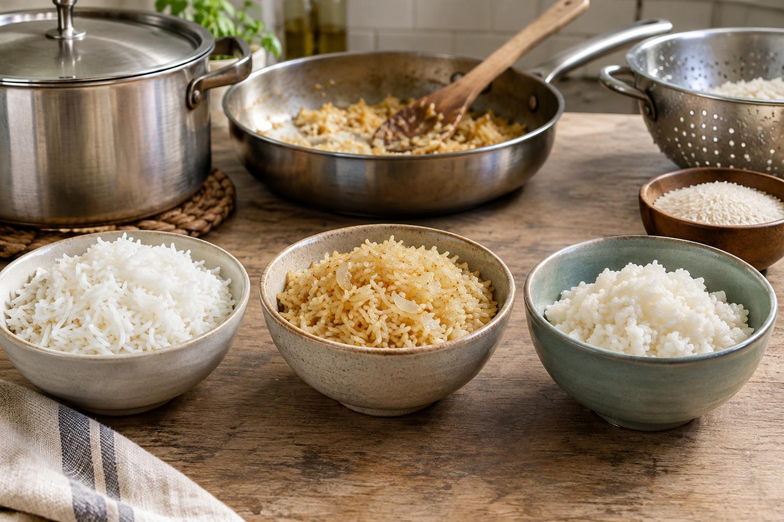 Absorption, Pilaf or Boiling? Choosing a Rice Cooking Method